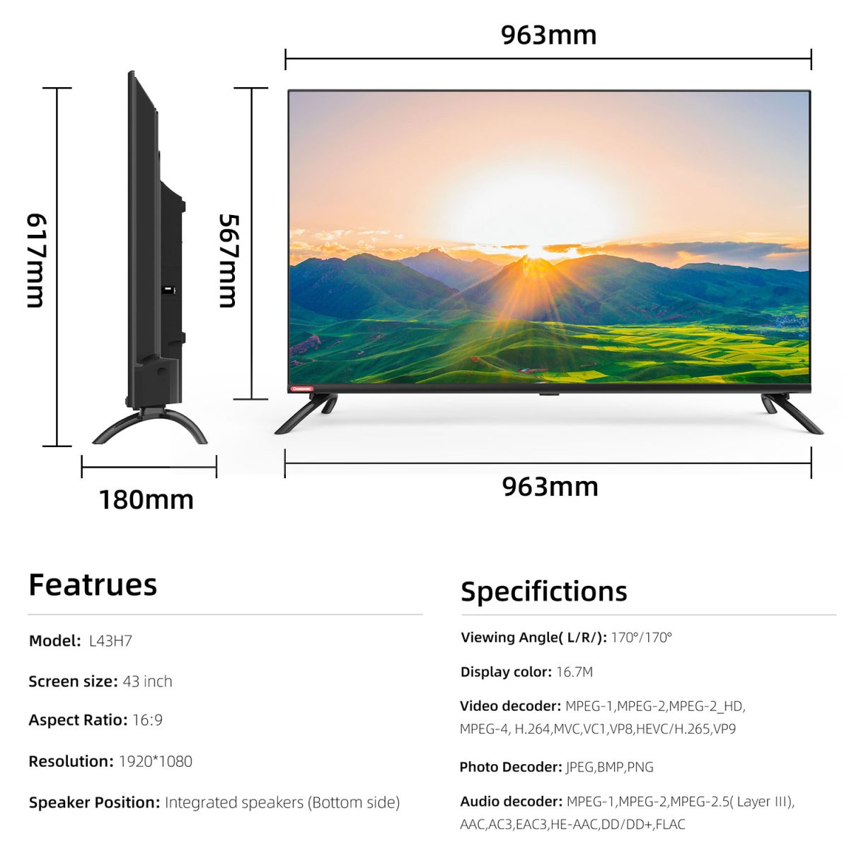 Changhong 43 Inch Android SMART TV L43H7 - Gambar 1